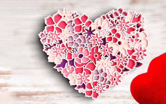 3D Floral Heart SVG Love Svg 6 Layers