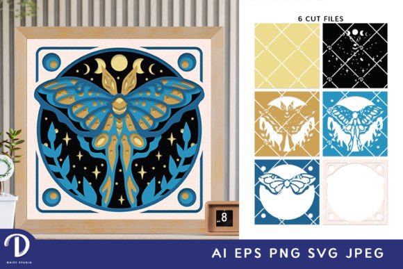 Celestial Moth 3D Shadow Box Paper Cut