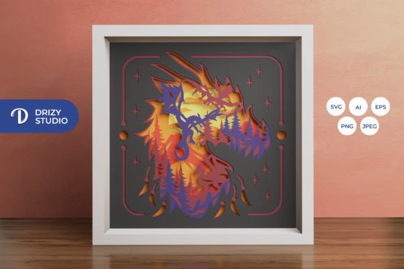 Dragon Silhouette 3D Shadow Box
