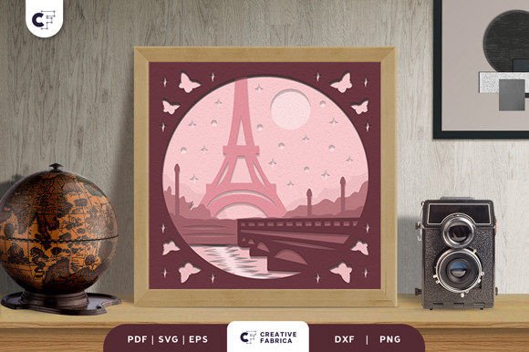 Eiffel Tower Paris 3D Paper Cut SVG