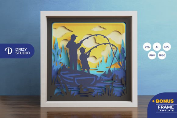 Fishing with Dad 3D Shadow Box