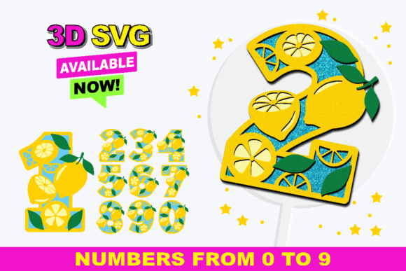 Lemon Numbers 3D SVG