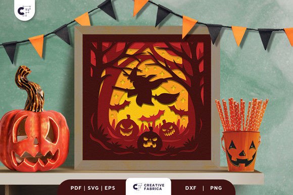 Scary Forest 3D Layered Paper Cut SVG