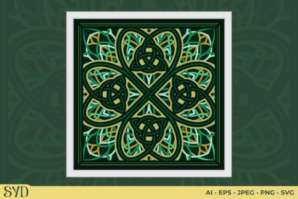 Shamrock Celtic Mandala 3D Shadow Box