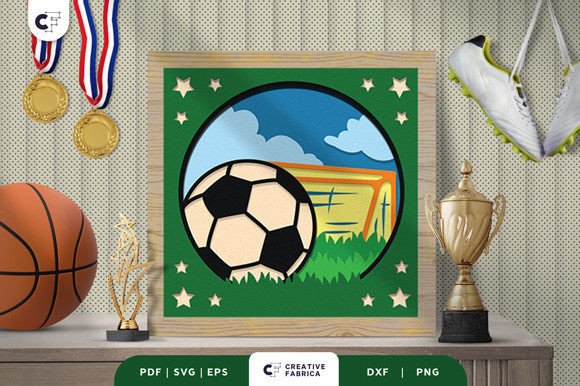 Soccer Champion 3D Light Box Paper Cut