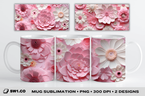 Transforming Everyday Ceramics with the 3D Paper Art Pink Flower Mug Wrap 15oz