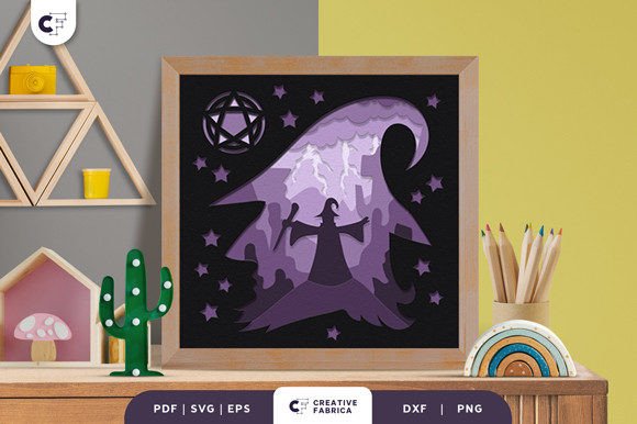 Wizard Silhouette 3D Light Box Paper Cut: Elevating Halloween Decor with Layered Depth